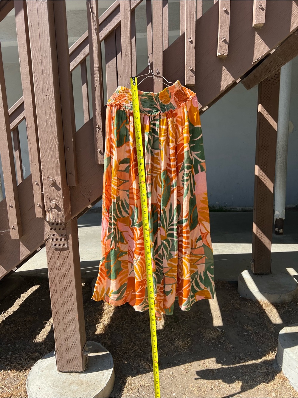 Tropical Print Circle Skirt in Orange, Pink & Green - Picture 2 of 7
